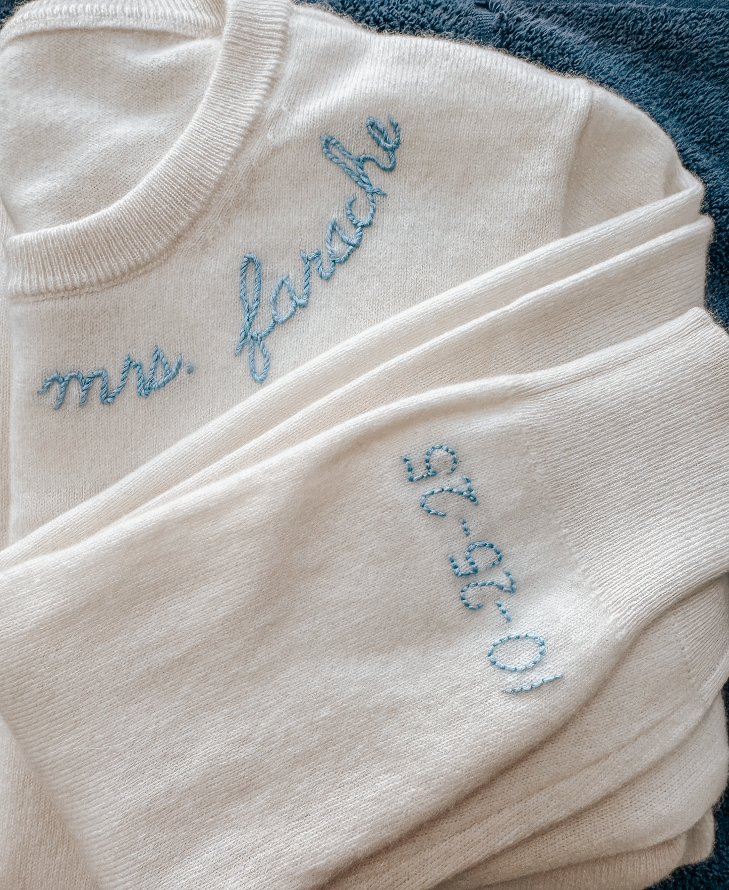 Custom Hand-Embroidered Bridal Cashmere Sweater