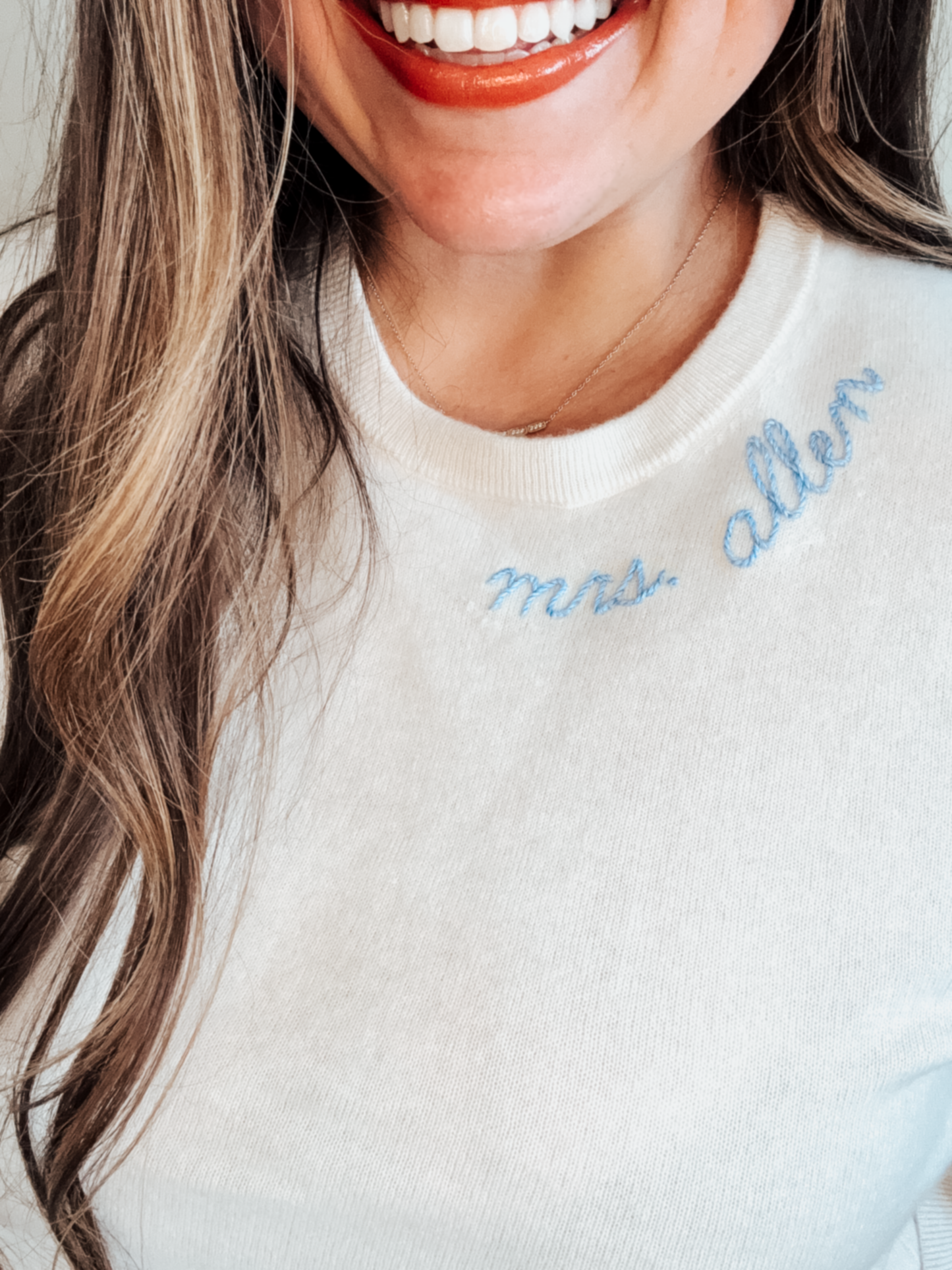 Custom Hand-Embroidered Bridal Cashmere Sweater